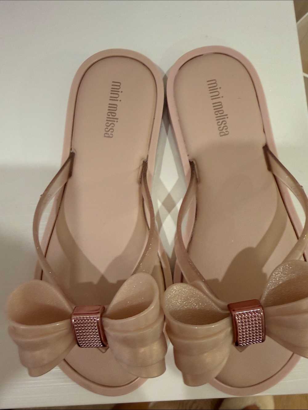 Mini Melissa Blush Pink Bow Jelly Slide Sandals